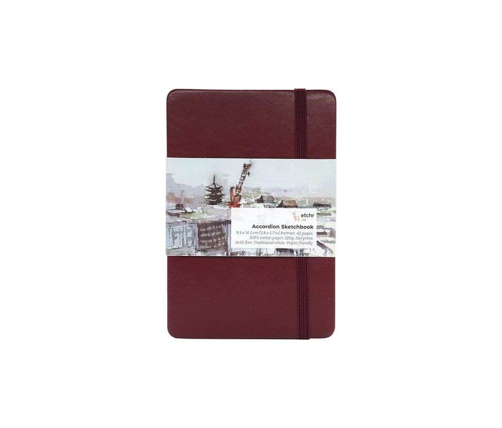 Etchr Watercolor Sketchbook Accordion 4x6in – 100% Cotton 4×6 Inch, Hot Press