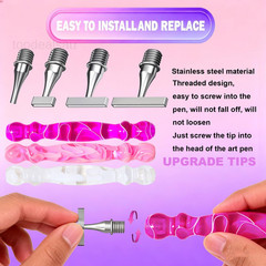 17PCS Ergonomic Diamond Art Pen Purple + Pink + White + 5 PCS Tips