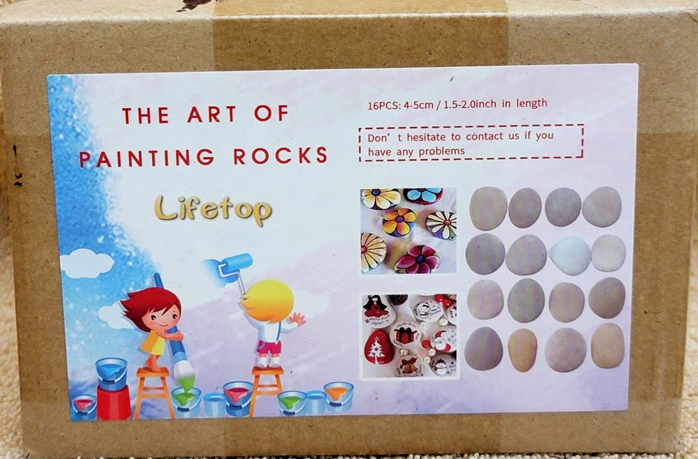 PAINTABLE ROCKS – Smooth Flat Stones – Set of 16 – 1.5 to 2 inch in length – NEW