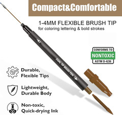Skin Tone Double Tip Brush Pens Art Markers,24 Colored Artist Fine Brush Pen Col