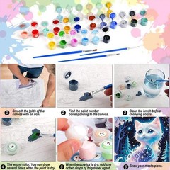 Cat Paint by Numbers Kit for Adults Beginner-Cat Forest Landscape Adult Paint by