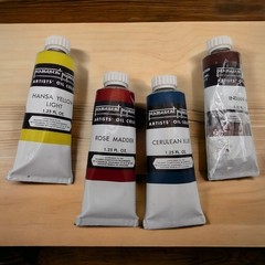 Lot B Cerulean Blue & 3 More Vintage Permanent Pigments Artists’ Oil Color Paint