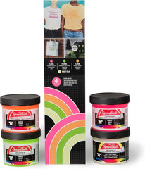 Fluorescent & Night Glo Fabric Screen Printing Ink Set, Set of 4, Glow in the Da
