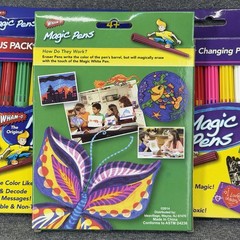 2014 Wham-O Magic Pens Color Changing Markers Erasable Stencils Lot NEW