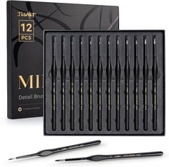 JUSART Detail Paint Brushes Set, 12 PCS Fine Tip Model Miniature Paint Brushes f