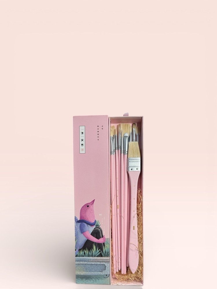 Miya Himi 10pc Paint Brush Set Pink Artist Brushes Long Handle New