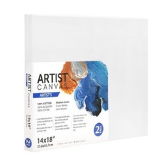 Artists Stretched Canvas 100% Cotton Acid Free White 14×18 Inch 2 Pack Deluxe