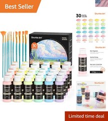 Vibrant 40 Pack Pastel Acrylic Paint Set – Non-Toxic, Quick Dry, 60ml Bottles