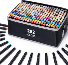 Alcohol Markers – 262 Colors Dual Tip Permanent Art Markers Set for Coloring,…