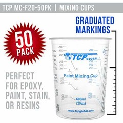 20 Ounce 600ml Disposable Flexible Clear Graduated Plastic Mixing Cups Box