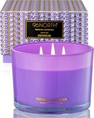 96NORTH Luxury Lavender Soy Candle | Large 3 Wick Jar 3 Jar, Purple