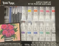 Brea Reese Acrylic Paint Kit-22 Pc.Set With 3 Brushes,Canvas Panel,Project Guide