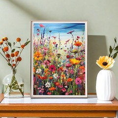 Adult Paint by Number Kit, Wild Flowers on 16x20in Canvas, Multicolor Decor