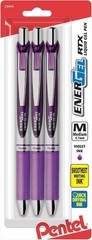 Pink BCA RTX Retractable Gel Pen 0.7mm Violet Ink, Pack of 3 for Smooth Writing