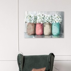 Wynwood Studio Botanical Wall Art Canvas Prints ‘Mason Jar Turquoise’ Florals…