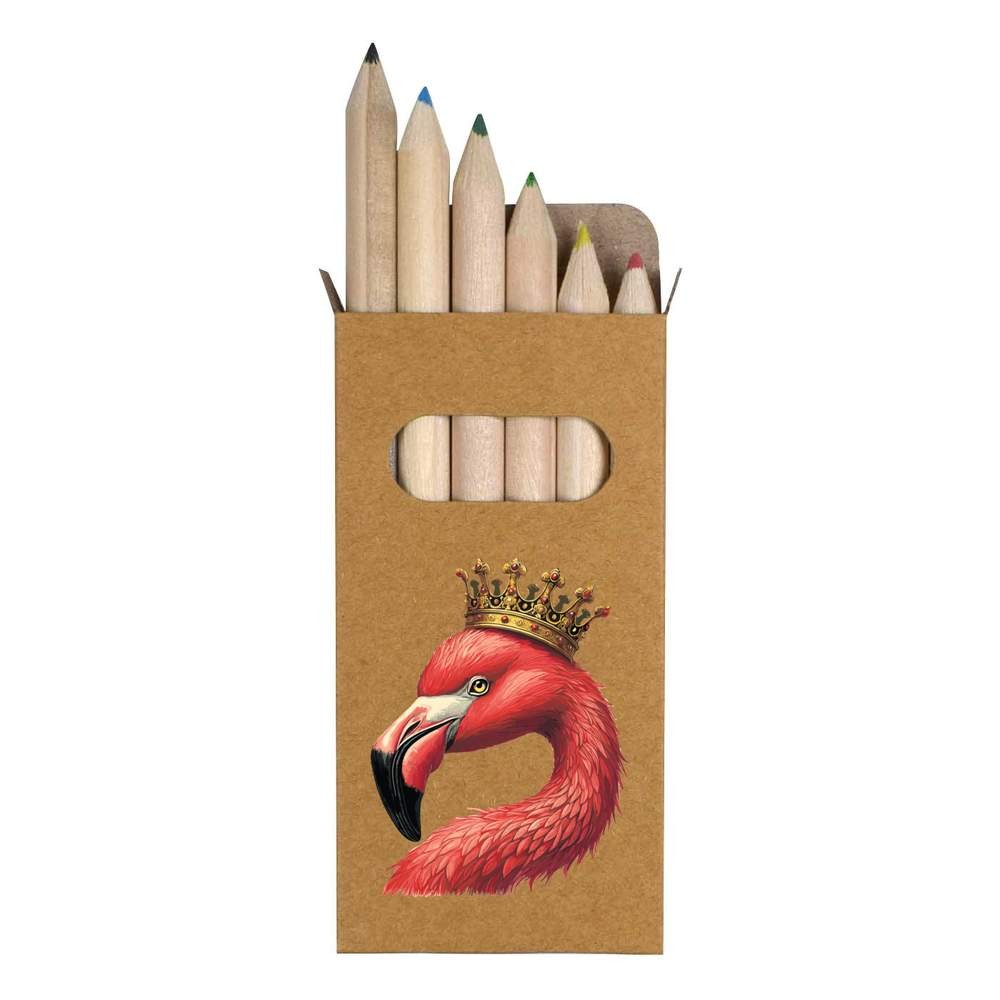 6 x ‘Flamingo Wearing Crown’ Short Colour Pencils (PE00072998)
