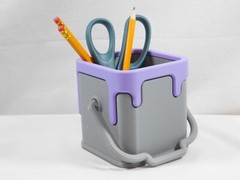 Colorful Drippy Paint Bucket Desk School Office Homeschool Art Organization