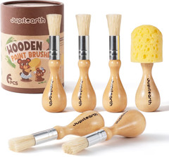 Jumbo Paint Brushes for Kids, Easy Grip Round and Sponge Toddler Paint Brushes