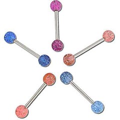 Barbell UV Glitter Bead 14g / 19mm-Lg /6mm Ball