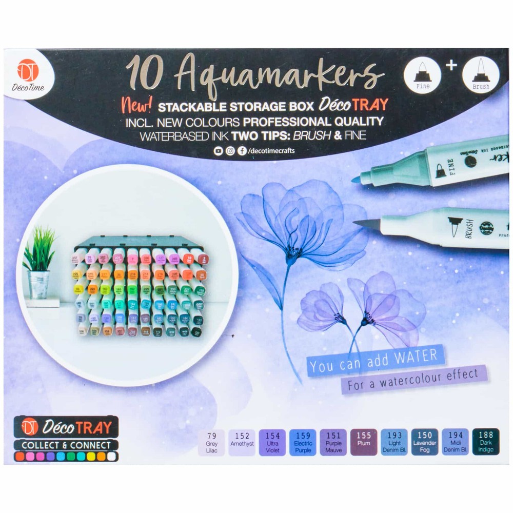 10pk Aquamarkers Calligraphy Markers Dual Tip Water Based Markers Set Purples