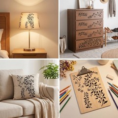 Amabro 2 Pack Large Vine Wall Stencils, Reusable 10.24 x 7.01 inches, White