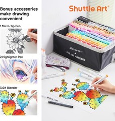 Artistic 310-Color Dual Tip Marker Collection with White Highlighters & Storage#
