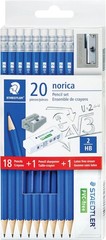 STAEDTLER Norica Pencil Set: 18 Pre-sharpened #2 HB Pencils with 1 Eraser & 1 Sh