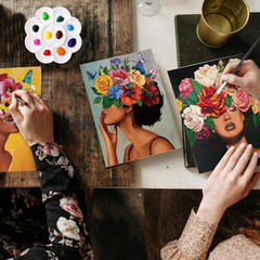 62 Pcs 6 Set Paint and Sip Kit for Adults 8″X10″ Pre Drawn Canvas with 24 Colors