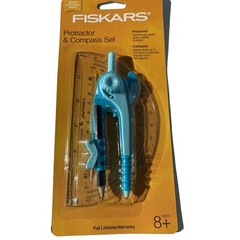 Fiskars Protractor and Compass Set Geometry Drawing Tool Kit School New