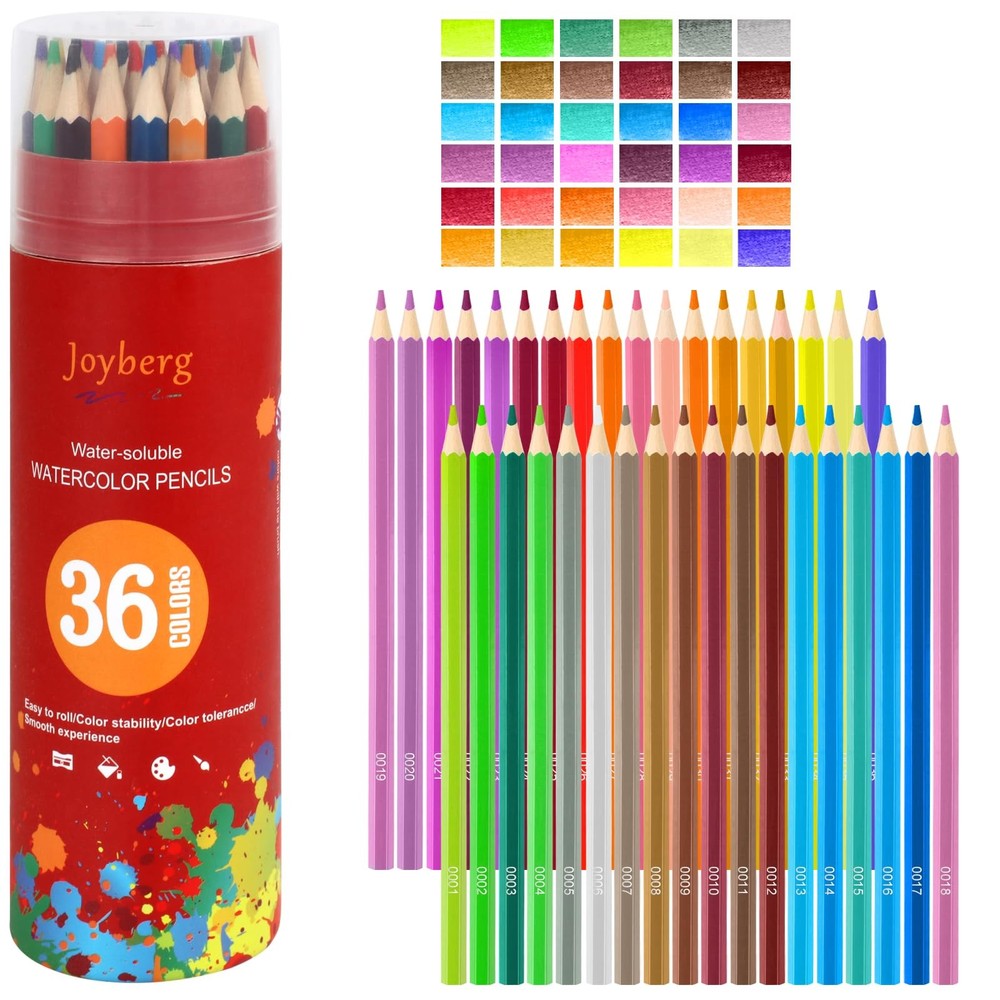 36 Color Watercolor Pencils Set Artist Drawing Colored Adult Sketch Supplies