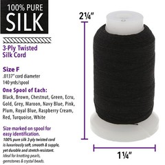 Beadsmith Pure Silk Cord Size F 0.348mm Assorted Colors 140 Yd 0.348 mm 0.0137