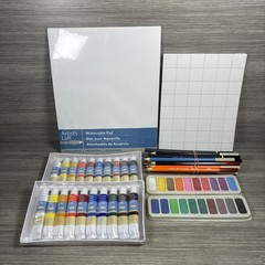 Artists Loft Watercolor Painting LOT of Tubes Cake Pad Watercolor Sketch Pencils