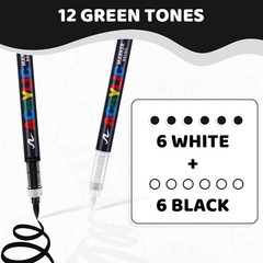White & Black Acrylic Paint Pens Sets – 12 Pack Paint Pens Markers, Brush Tip…
