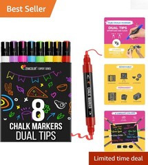 Versatile Liquid Chalk Markers for Blackboard, Glass & More – 8 Vibrant Colors
