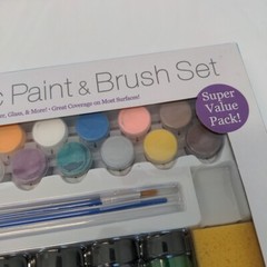 Acrylic Paint & Brush Set 28 colors 12 0.5oz jars, 16 0.17oz cups. Non-toxic