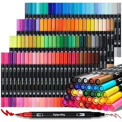 Colored Markers for Adult Coloring Books, Dual Tip Brush Pens with 100 Waterc…