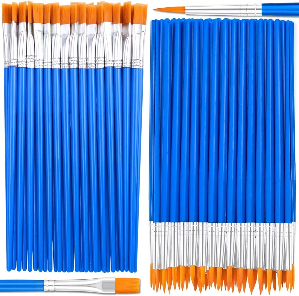 Small Paint Brushes Bulk, Anezus 50 Pcs Flat Tip Small, Blue