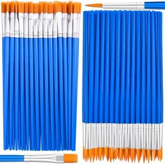 Small Paint Brushes Bulk, Anezus 50 Pcs Flat Tip Small, Blue