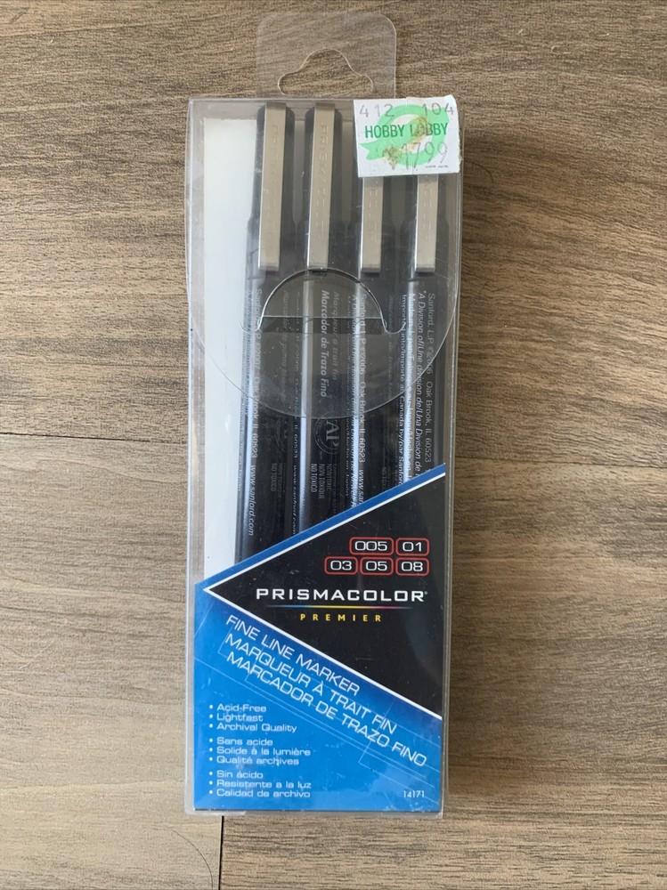 PRISMACOLOR 4-Pack Assorted Tip Markers – Black – C, 03, 05, 08 – New, Modified