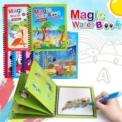 Magic Water Drawing Book & Pen Reusable Kids Painting Colouring Toy Gift