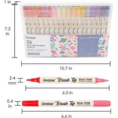 Dual Tip Acrylic Marker Set 36 Colors 2 in 1 Non Toxic Waterproof Art Supplies