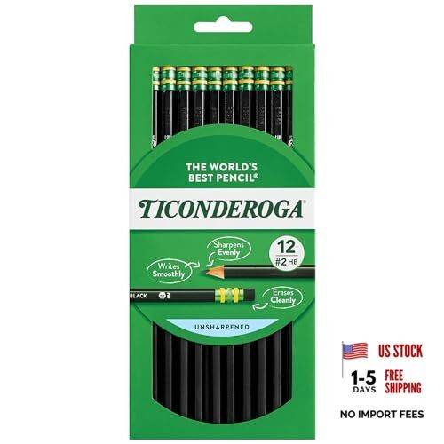 Wood-Cased Unsharpened, #2 HB Soft, Black, 12 12 Count (Pack of 1) Pencils