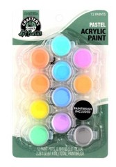 Acrylic Paint Pot Set 12 Color with Paintbrush Arts Crafts Supply