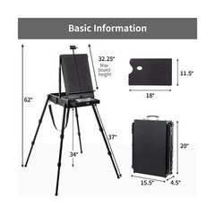 Falling in Art 4 Legs French Easel – Portable Plein Air Studio Easel Stand wi…