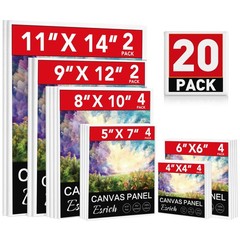 ESRICH Canvas Boards for Painting 20 Multi Pack Paint 11×14, White