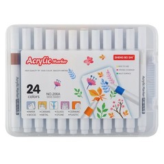 New, Acrylic Paint Marker Pens Set 24 Colors, Fine Tip, Multi-purpose