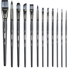 Artist Paint Brush Set of 12 for Watercolor Acrylic Gouache Oil and Grey 12PCS