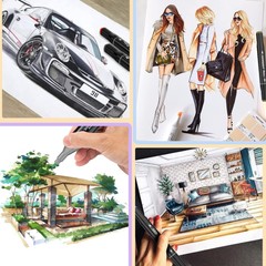 Premium Alcohol Art Markers Set: 80 Colors with Travel Case & Color-Coded Caps