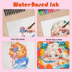 120 Colors Dual Brush Marker Pens, Marker Set, Artist Fine and Brush Tip Mark…