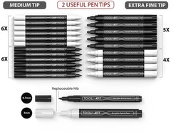 Acrylic Paint Markers – 12 Extra-Fine & 9 Medium Tips for Rock Painting